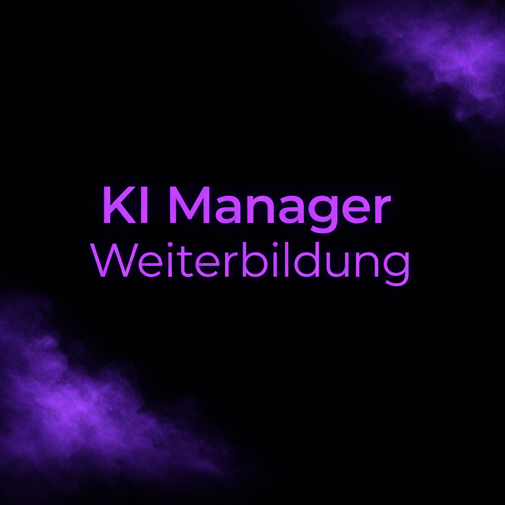 digitalart Erstelle ein Bild mit schwarzem Hintergrund Der Text KI Manager Weiterbildung soll in krftigem Violett erscheinen mit einer modernen sansse-1