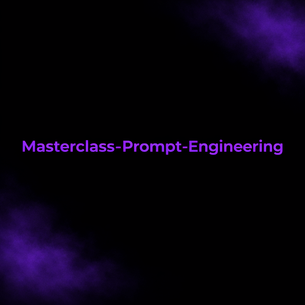 digitalart Erstelle ein Bild mit schwarzem Hintergrund Der Text MasterclassPromptEngineering soll in krftigem Violett erscheinen mit einer modernen sa-1